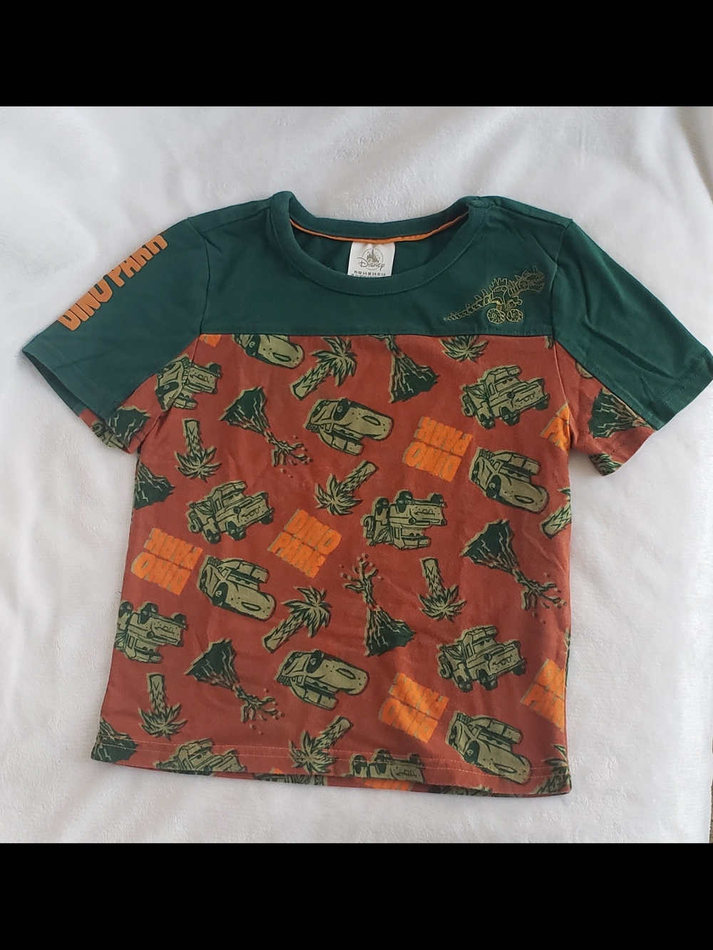 Disney Green and Rust Dino/Cars Adventure Short Sleeve Tee